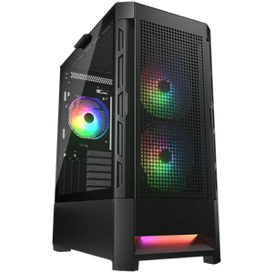 COUGAR | Duoface RGB Black | PC Case | Mid Tower / Airflow Front Panel / 2 x 140mm &amp; 1x 120mm ARGB Fans incl. / TG Left Panel