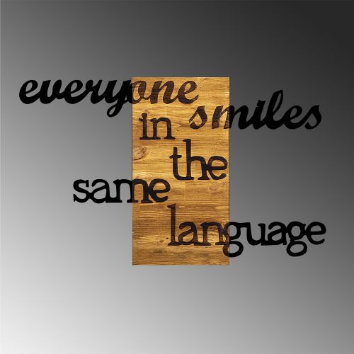 Wallity Drvena zidna dekoracija, Everyone Smiles in The Same Language slika 6