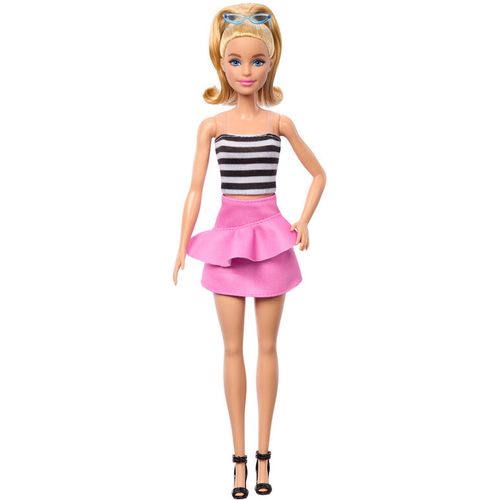 Barbie Fashionista Top Striped Pink Skirt doll slika 5