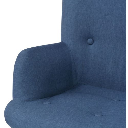 Fotelja s osloncem za noge od tkanine plava slika 14