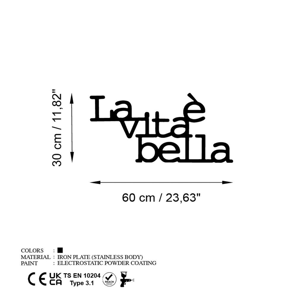 Decorative metal wall accessory Vita E Bella 1, colour: black slika 6