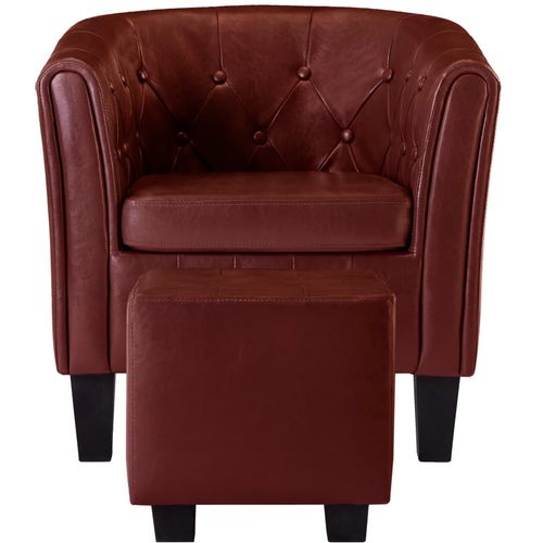 Fotelja od umjetne kože s osloncem za noge crvena boja vina slika 11
