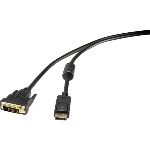 Renkforce DisplayPort / DVI adapterski kabel DisplayPort utikač, DVI-D 24+1-polni utikač 5.00 m crna RF-4212213 mogućnost vijčanog spajanja, pozlaćeni kontakti, s feritnom jezgrom DisplayPort kabel slika 2