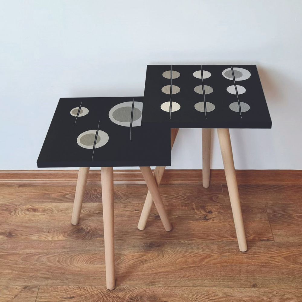 Nesting stolovi 2Shp413 - (2 komada) - boje: crna, bež, siva slika 1