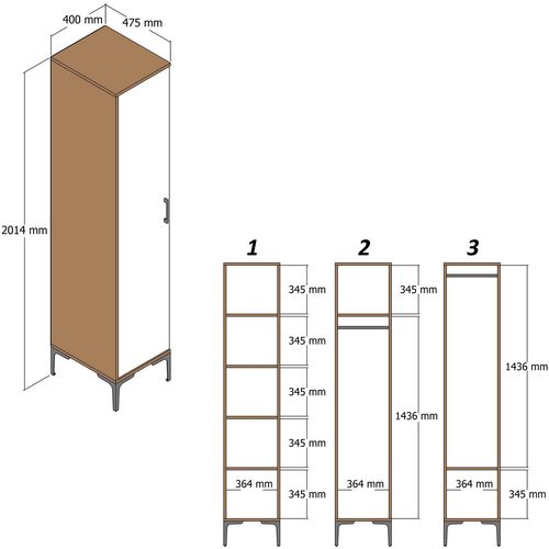 Kumsal R - Walnut, Anthracite Walnut
Anthracite Wardrobe slika 8