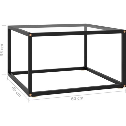 Stolić za kavu crni s kaljenim staklom 60 x 60 x 35 cm slika 5