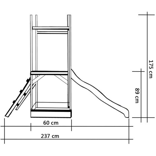 Kućica za igru s toboganom i ljestvama 237x60x175 cm borovina slika 19