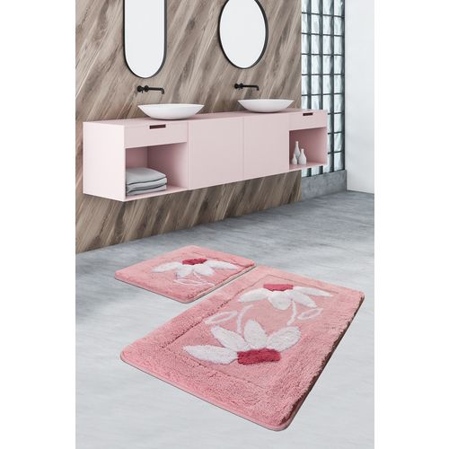 Daisy - Pink Multicolor Acrylic Bathmat Set (2 Pieces) slika 1
