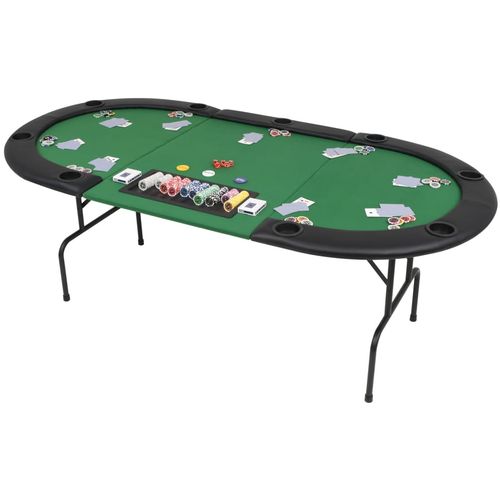 Sklopivi trodijelni stol za poker za 9 igrača ovalni zeleni slika 27