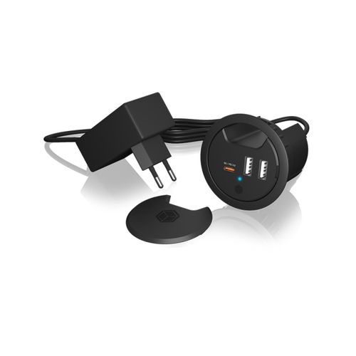 Icybox IB-HUB1407 built-in USB desktop charger with power supply and fast charging slika 3