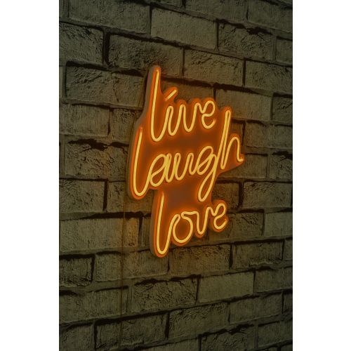 Wallity Ukrasna plastična LED rasvjeta, Live Laugh Love - Yellow slika 10