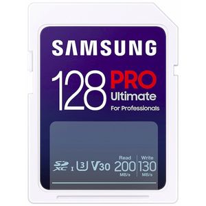 Samsung MB-SY128S/WW SD Card 128GB, PRO Ultimate, SDXC, UHS-I U3 V30, Read up to 200MB/s, Write up to 130 MB/s, for 4K and FullHD video recording