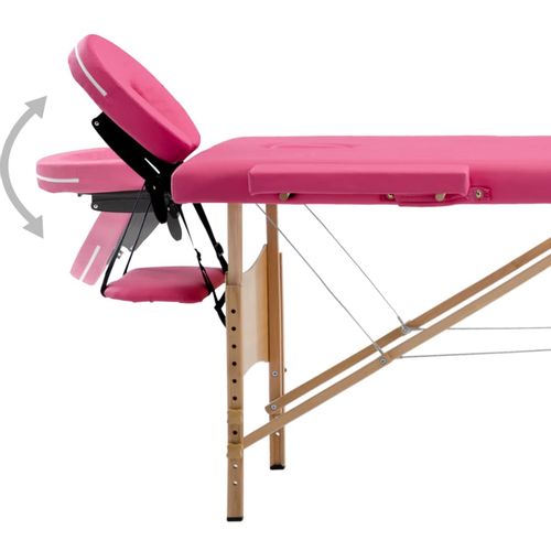 Sklopivi masažni stol s 4 zone drveni ružičasti slika 23