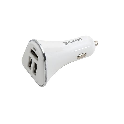 PLATINET AUTO PUNJAČ 3xUSB 5V 5,2A + MICRO USB KABEL WHITE slika 1