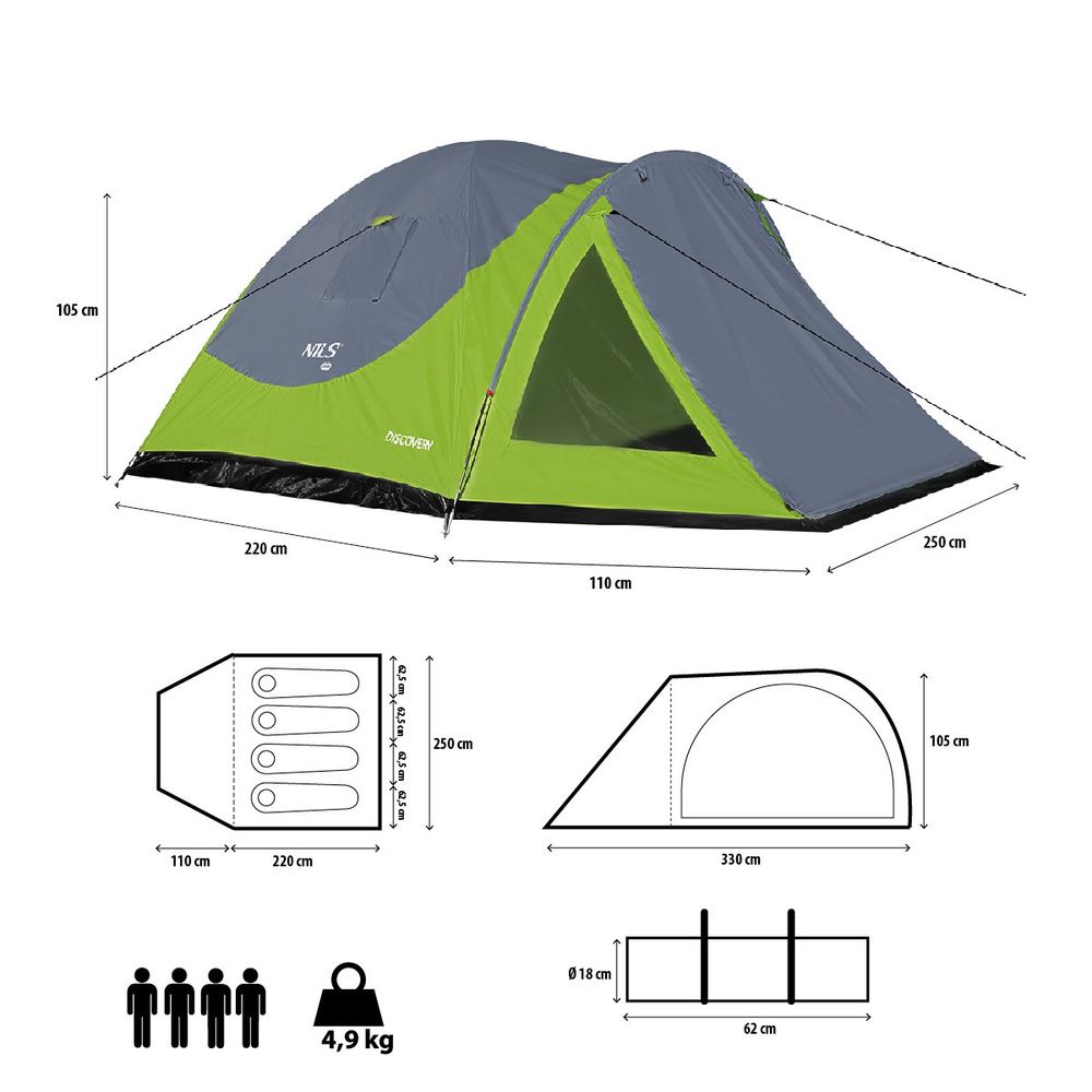 Planinarski šator Nils Camp zeleno-sivi slika 8