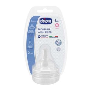 Chicco Silikonska duda za flašicu Well Being Medium 2m+, 2kom