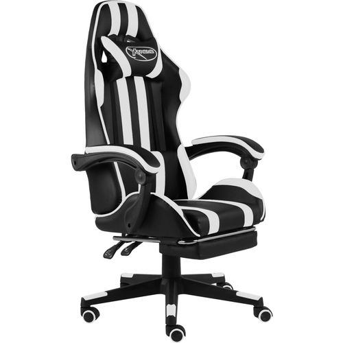 Igraća stolica od umjetne kože s osloncem za noge crno-bijela slika 12