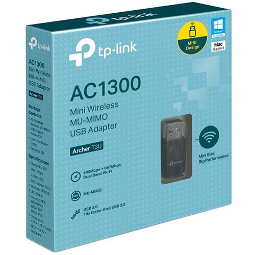 Mrežna kartica TP-Link Archer T3U, AC1300 Mini Wi-Fi MU-MIMO USB Adapter slika 2