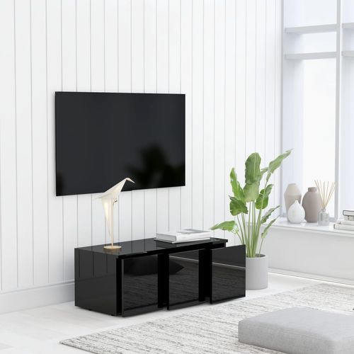 TV ormarić visoki sjaj crni 80 x 34 x 30 cm od iverice slika 25