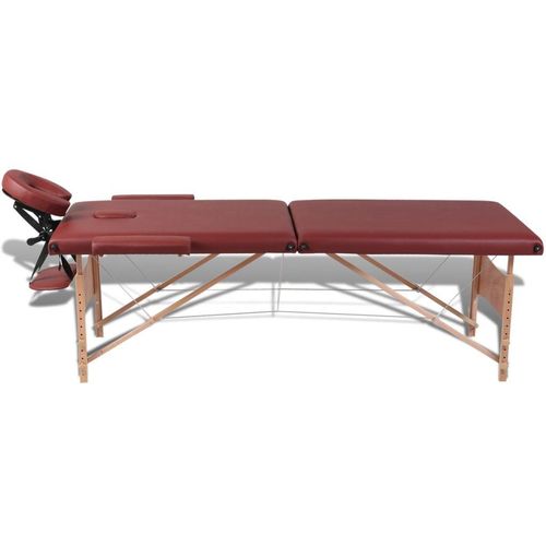 Sklopivi stol za masažu s drvenim okvirom dvodijelni crveni slika 5