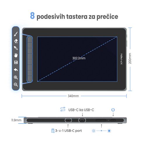 XP-Pen Artist 12 (2. generacije) Crna slika 3