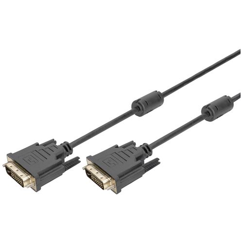 Digitus DVI priključni kabel DVI-D 24+1-polni utikač, DVI-D 24+1-polni utikač 10.00 m crna AK-320101-100-S mogućnost vijčanog spajanja, s feritnom jezgrom DVI kabel slika 2