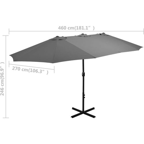 Vrtni suncobran s aluminijskom šipkom 460 x 270 cm antracit slika 25