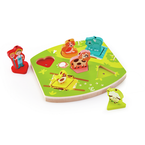 Hape Drvena slagalica sa zvukom Farmyard Sound Puzzle E1614A  slika 1