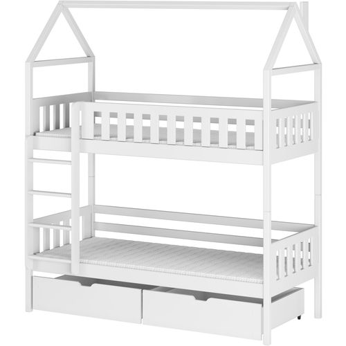 Drveni Dečiji Krevet Na Sprat Gaja Sa Fiokom - Beli- 200X90Cm slika 3