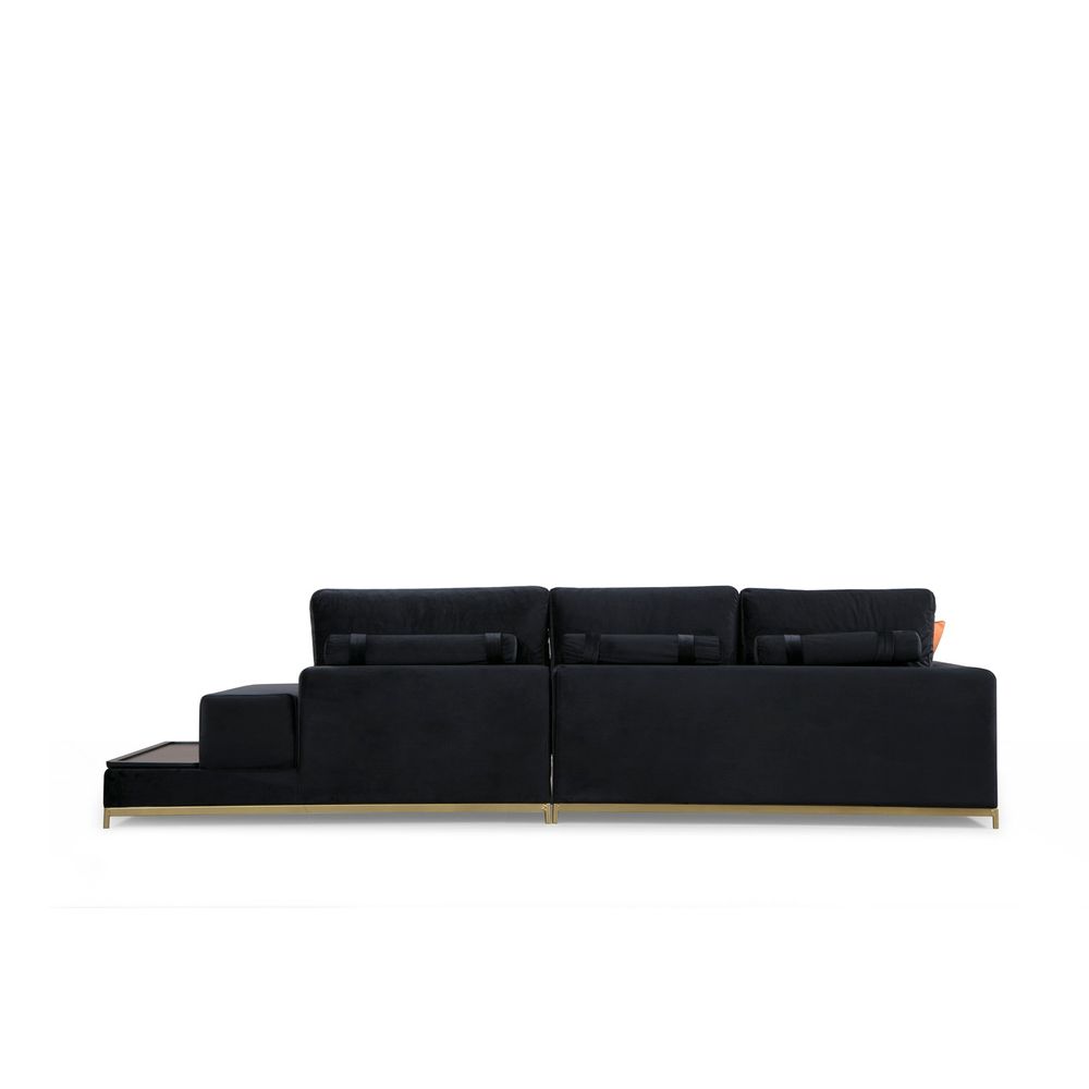 Sofa sa Bočnim Stolom - Crna i Zlatna, 4-Sjedala slika 13