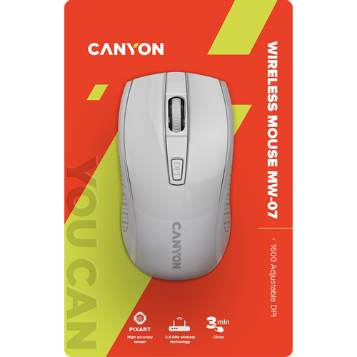 CANYON MW-7, 2.4Ghz wireless mouse, white slika 6