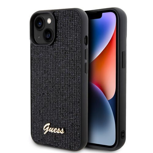 GUESS maska za iPhone 15 DISCO SCRIPT METAL BLACK slika 1