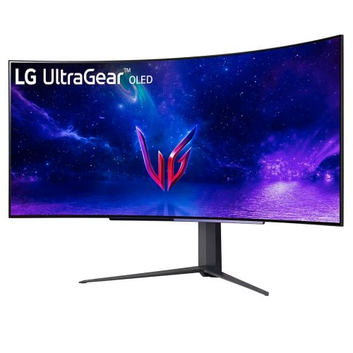 LG 45GR95QE-B 44.5" Curved UltraGear OLED WQHD 3440x1440@240Hz Gaming, 21:9, 1500000:1, 0.03ms, 200 cd/m², 178º/178º, HDR 10, FreeSync Premium, G-SYNC Compatible, 2 HDMI, 1 DP 1.4, 1xUSB Upstream Port/2xUSB Downstream, VESA 100x100mm,Height,Tilt,Swivel,Black,3yw slika 3