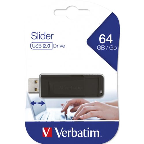 USB stick Verbatim 2.0 #98698 64GB Store 'n' Go Slider, crni slika 1