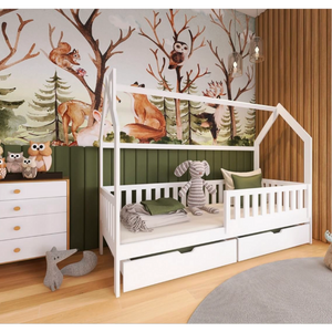 Drveni dečiji krevet Natan sa fiokom - beli - 190/200x90 cm