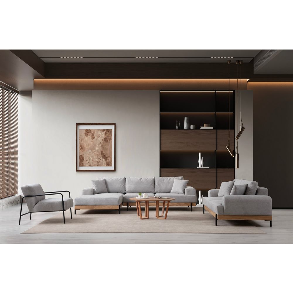 Eti Oak Left - Sivi Ugaoni Sofa slika 6