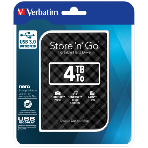 Externi hard disk Verbatim Store'n'Go 2.5" (6.35mm) Gen2 4TB USB 3.0 crni  slika 3