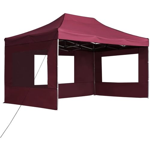 Profesionalni sklopivi šator za zabave 4,5 x 3 m crvena boja vina slika 37