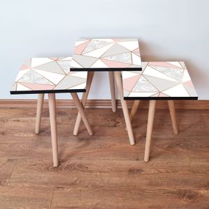 Set Nesting Stolova (3 Komada) 3Shp318 - Boje: Roza, Siva, Bijela