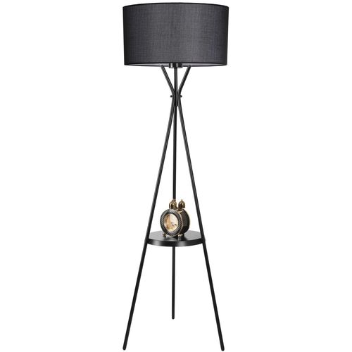 Venedik sehpalı siyah lambader silindir hasır siyah abajurlu Black Floor Lamp slika 3