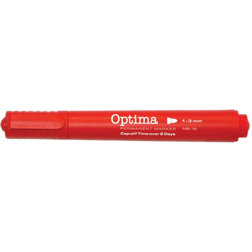 Marker permanentni OPTIMA MB16 3mm okrugli vrh crveni, pakiranje 12/1 slika 1