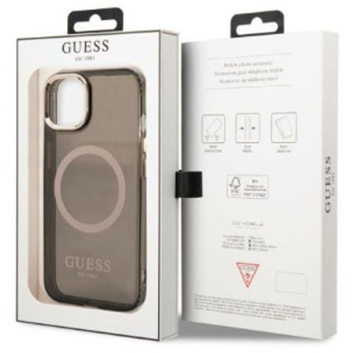 GUESS Futrola za iPhone 13 Black Gold Outline Translucent MagSafe slika 2