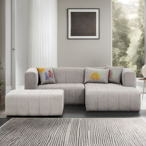 Beyza Mini Right - Light Grey Light Grey Corner Sofa slika 1