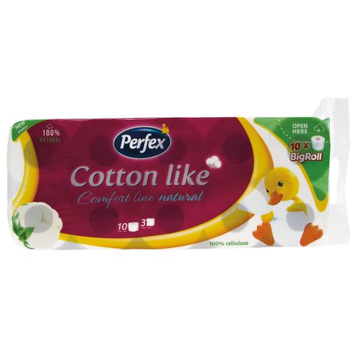 PERFEX toalet papir  COTTON COMFORT LINE NATURAL troslojni, 10kom slika 1