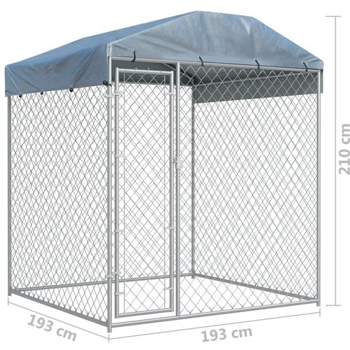 Vanjski kavez za pse s nadstrešnicom 193x193x225 cm slika 9