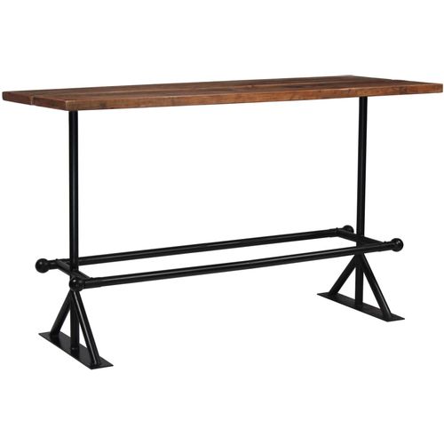Barski stol od masivnog obnovljenog drva 180x70x107 cm tamno smeđi slika 9