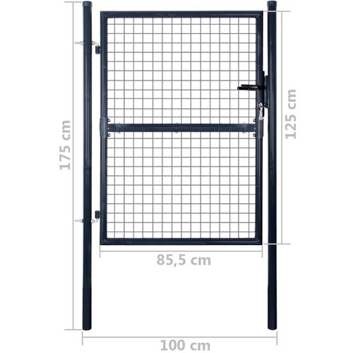 Mrežasta vrtna vrata od pocinčanog čelika 85,5 x 125 cm siva slika 5