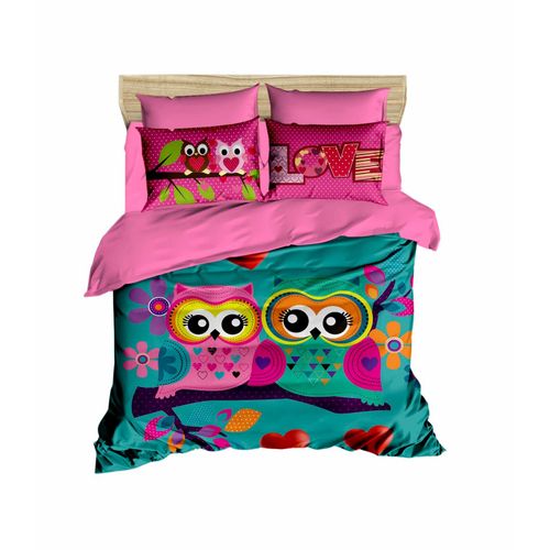 Set posteljine u boji - Pink, Turquoise, Purple, Yellow Double, 200x220 cm slika 1