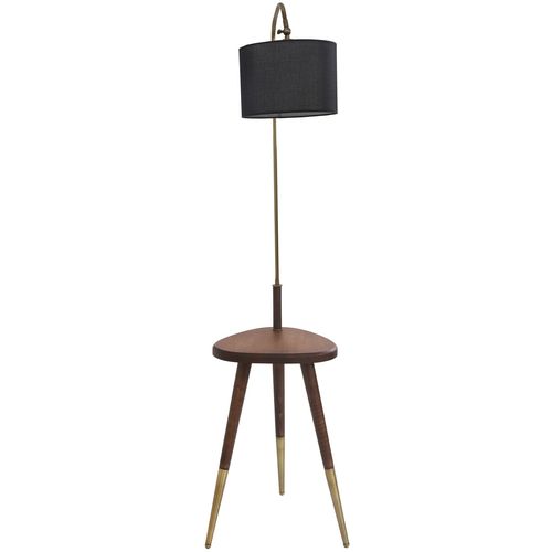 Demet Eskitme Lambader Silindir Hasır Siyah Abajurlu Copper Floor Lamp slika 3