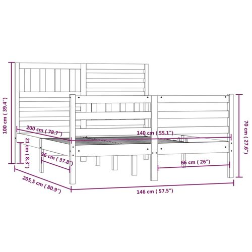 Okvir za krevet od masivnog drva 140 x 200 cm slika 9